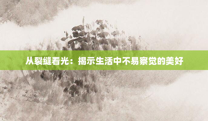 从裂缝看光：揭示生活中不易察觉的美好