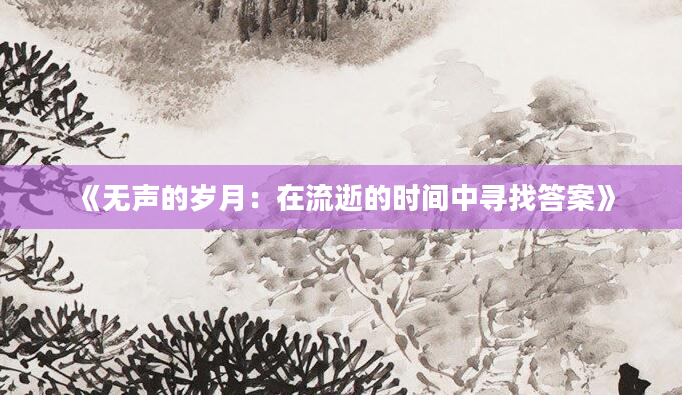 《无声的岁月：在流逝的时间中寻找答案》