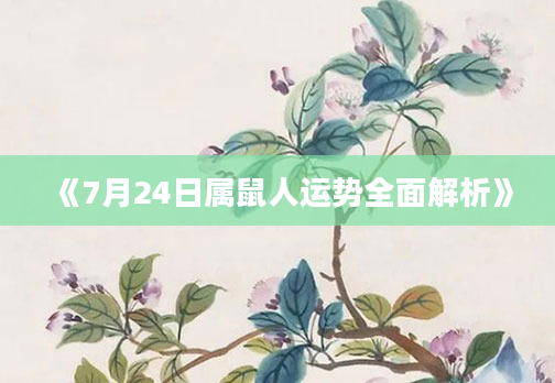 《7月24日属鼠人运势全面解析》