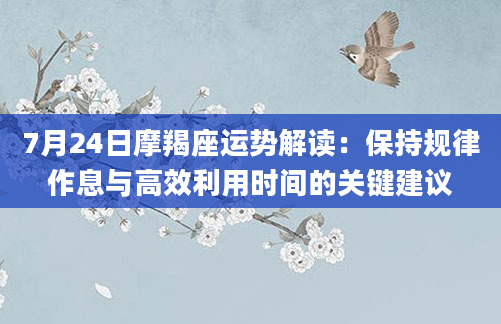 7月24日摩羯座运势解读：保持规律作息与高效利用时间的关键建议
