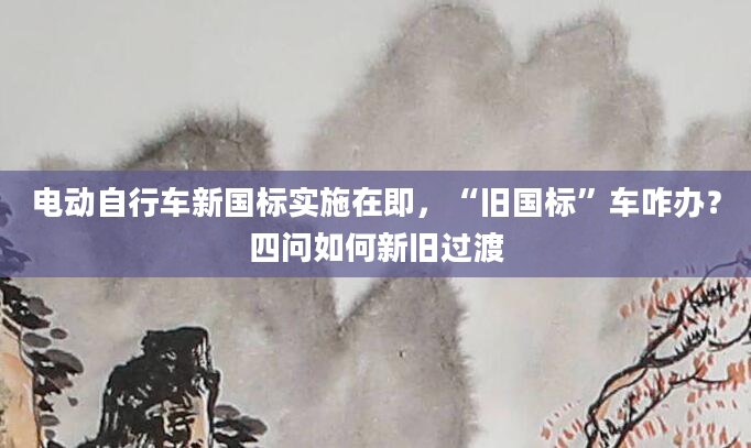 电动自行车新国标实施在即，“旧国标”车咋办？四问如何新旧过渡