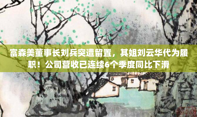 富森美董事长刘兵突遭留置，其姐刘云华代为履职！公司营收已连续6个季度同比下滑
