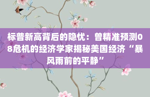 标普新高背后的隐忧：曾精准预测08危机的经济学家揭秘美国经济“暴风雨前的平静”