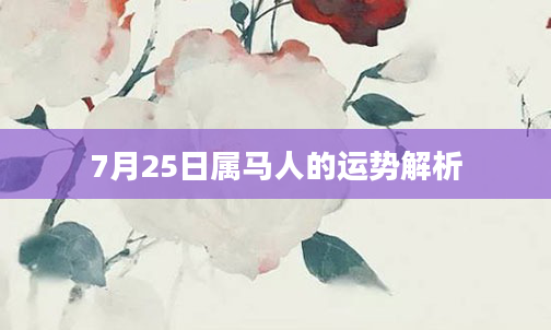 7月25日属马人的运势解析