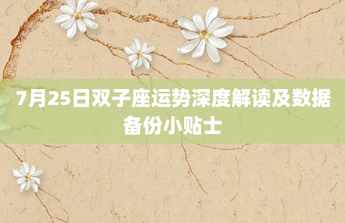 7月25日双子座运势深度解读及数据备份小贴士