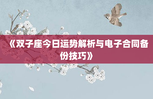 《双子座今日运势解析与电子合同备份技巧》
