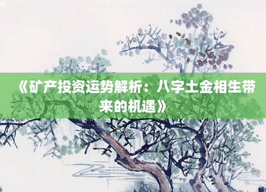 《矿产投资运势解析：八字土金相生带来的机遇》