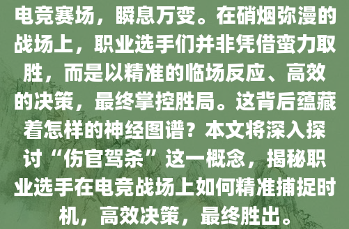 电竞赛场，瞬息万变。在硝烟弥漫的战场上，职业选手们并非凭借蛮力取胜，而是以精准的临场反应、高效的决策，最终掌控胜局。这背后蕴藏着怎样的神经图谱？本文将深入探讨“伤官驾杀”这一概念，揭秘职业选手在电竞战场上如何精准捕捉时机，高效决策，最终胜出。