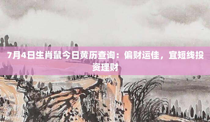 7月4日生肖鼠今日黄历查询：偏财运佳，宜短线投资理财