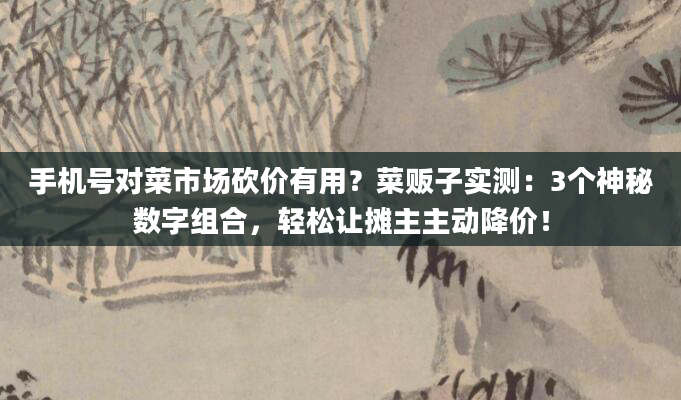 手机号对菜市场砍价有用？菜贩子实测：3个神秘数字组合，轻松让摊主主动降价！