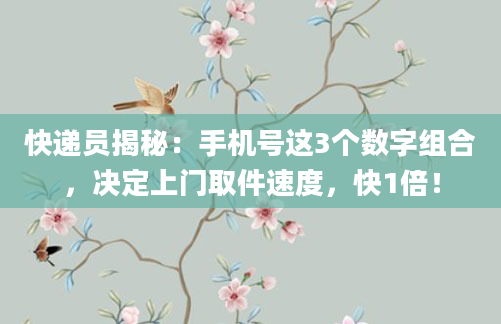 快递员揭秘：手机号这3个数字组合，决定上门取件速度，快1倍！