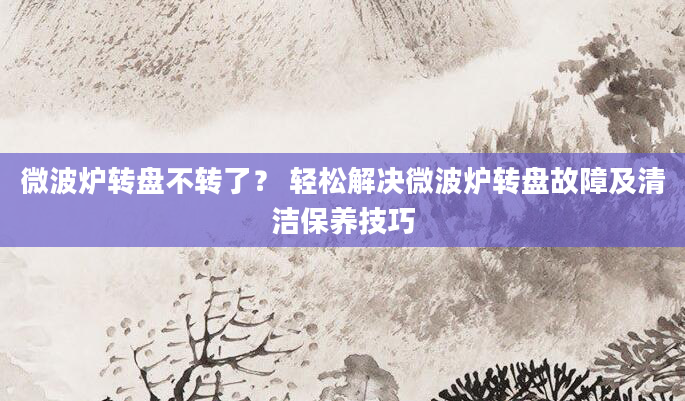微波炉转盘不转了？ 轻松解决微波炉转盘故障及清洁保养技巧