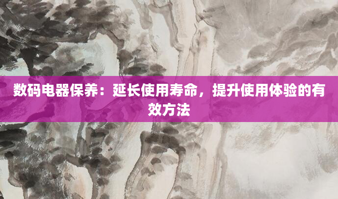 数码电器保养：延长使用寿命，提升使用体验的有效方法