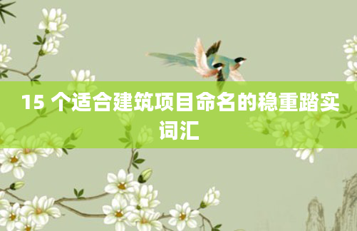 15 个适合建筑项目命名的稳重踏实词汇