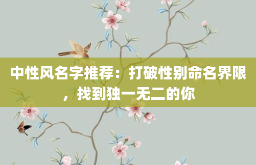 中性风名字推荐：打破性别命名界限，找到独一无二的你