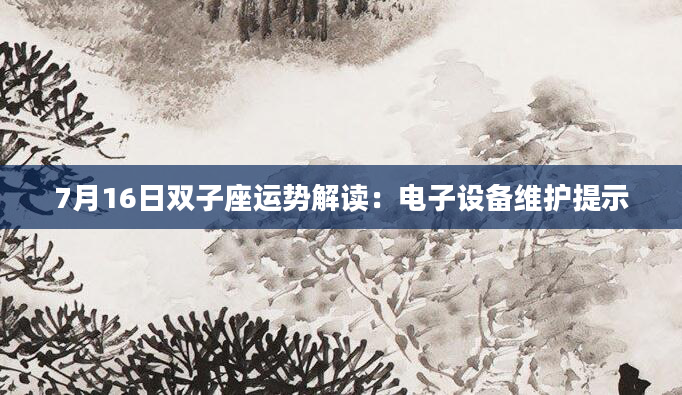 7月16日双子座运势解读：电子设备维护提示