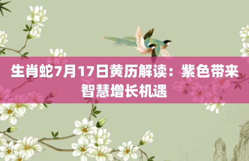 生肖蛇7月17日黄历解读：紫色带来智慧增长机遇