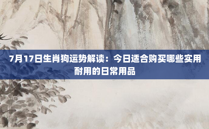 7月17日生肖狗运势解读：今日适合购买哪些实用耐用的日常用品