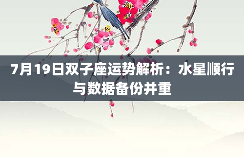 7月19日双子座运势解析：水星顺行与数据备份并重