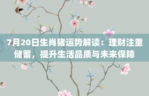 7月20日生肖猪运势解读：理财注重储蓄，提升生活品质与未来保障