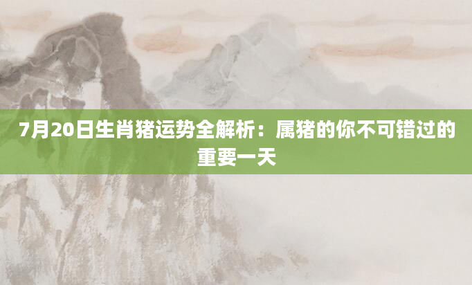 7月20日生肖猪运势全解析：属猪的你不可错过的重要一天