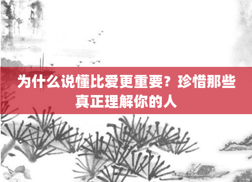 为什么说懂比爱更重要？珍惜那些真正理解你的人