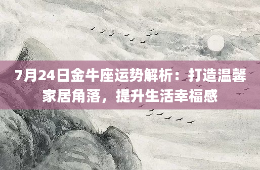 7月24日金牛座运势解析：打造温馨家居角落，提升生活幸福感