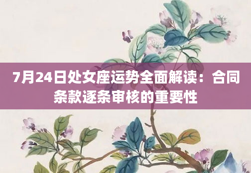 7月24日处女座运势全面解读：合同条款逐条审核的重要性