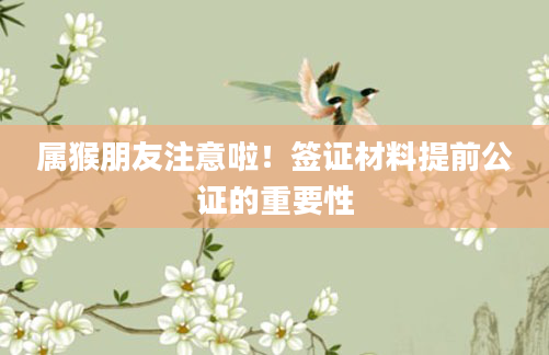 属猴朋友注意啦!签证材料提前公证的重要性