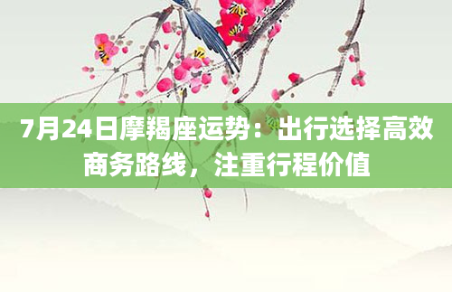 7月24日摩羯座运势:出行选择高效商务路线,注重行程价值