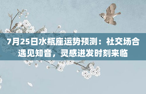 7月25日水瓶座运势预测:社交场合遇见知音,灵感迸发时刻来临