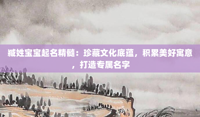 臧姓宝宝起名精髓:珍藏文化底蕴,积累美好寓意,打造专属名字