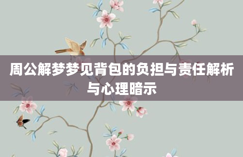 周公解梦梦见背包的负担与责任解析与心理暗示
