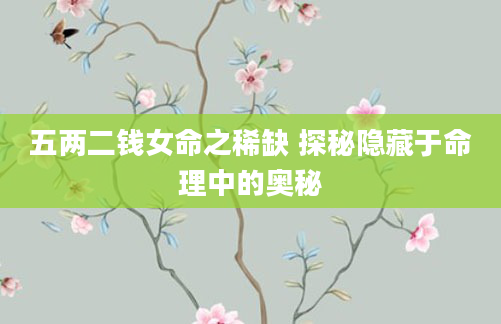 五两二钱女命之稀缺 探秘隐藏于命理中的奥秘
