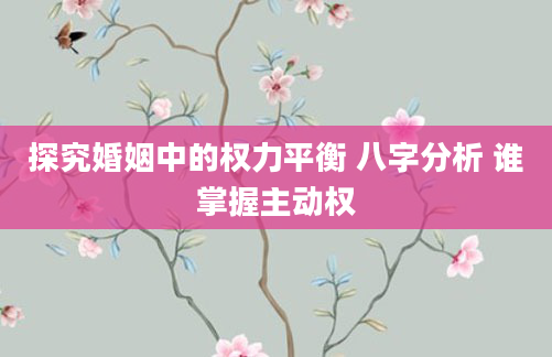 探究婚姻中的权力平衡 八字分析 谁掌握主动权