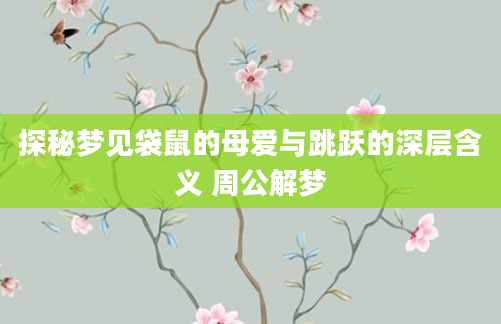 探秘梦见袋鼠的母爱与跳跃的深层含义 周公解梦