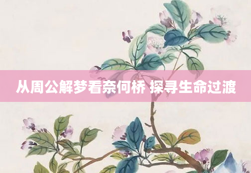 从周公解梦看奈何桥 探寻生命过渡