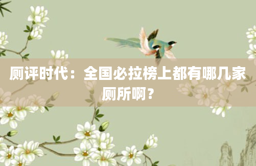 厕评时代:全国必拉榜上都有哪几家厕所啊?