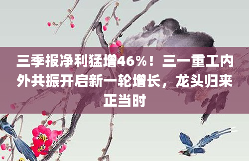 三季报净利猛增46%!三一重工内外共振开启新一轮增长,龙头归来正当时
