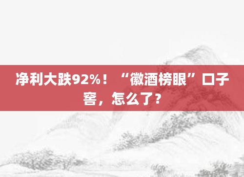 净利大跌92%!“徽酒榜眼”口子窖,怎么了?