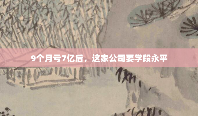 9个月亏7亿后,这家公司要学段永平