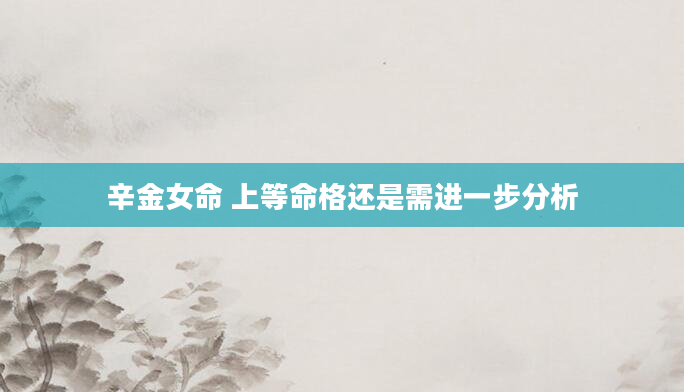辛金女命 上等命格还是需进一步分析