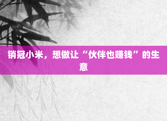 销冠小米,想做让“伙伴也赚钱”的生意