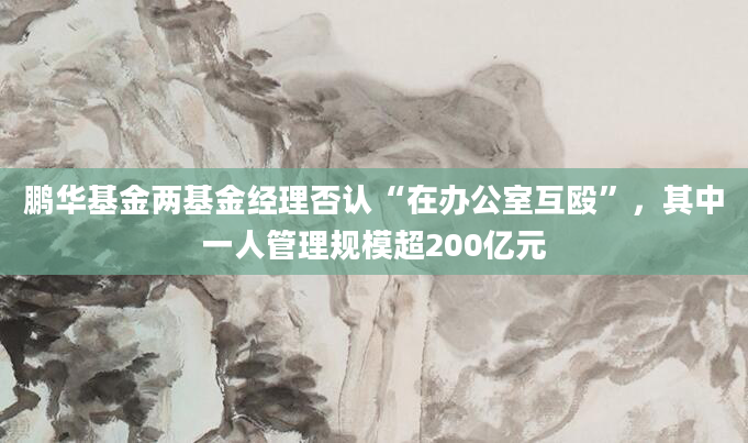 鹏华基金两基金经理否认“在办公室互殴”,其中一人管理规模超200亿元