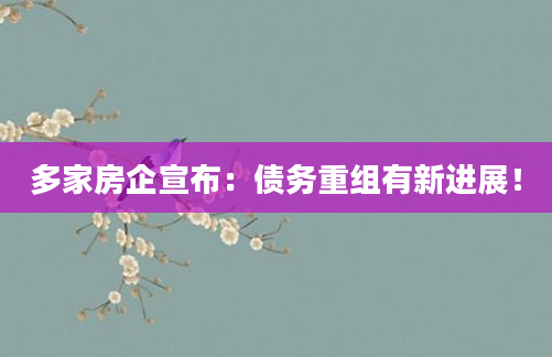 多家房企宣布:债务重组有新进展!