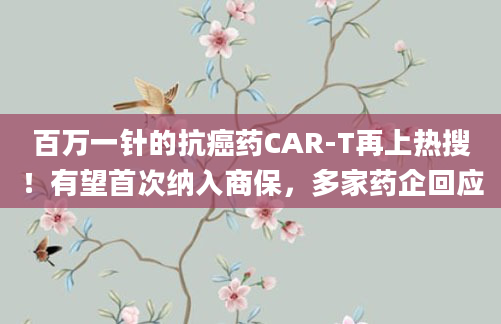 百万一针的抗癌药CAR-T再上热搜!有望首次纳入商保,多家药企回应