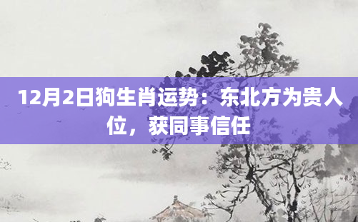 12月2日狗生肖运势:东北方为贵人位,获同事信任