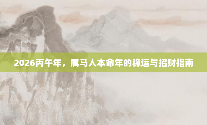 2026丙午年,属马人本命年的稳运与招财指南