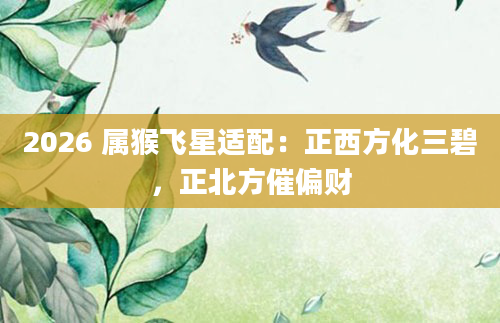 2026 属猴飞星适配:正西方化三碧,正北方催偏财