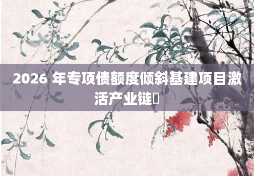 2026 年专项债额度倾斜基建项目激活产业链
